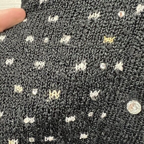 Brenda French Cardigan L Womens Black Polka Dot Embellished Button Front Vintage - Picture 6 of 8